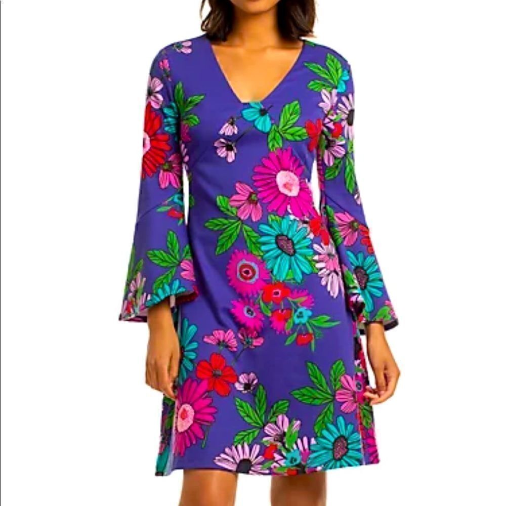 TRINA TURK TENDERNESS BELL SLEEVE DRESS 2 NWT